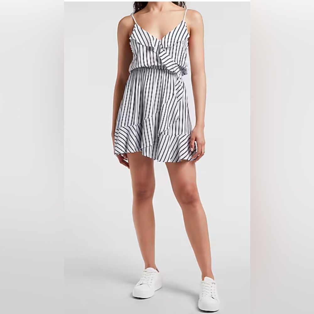 Striped Ruffle Wrap Cami Dress - Picture 4 of 4